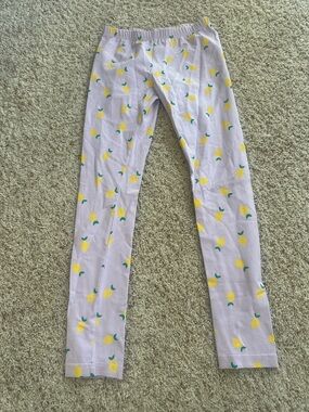 Hanna Andersson Lavender Leggings with Yellow Lemon Print